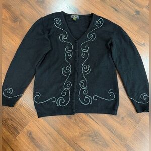 Vintage Charter Club by Jane Justin Lambswool Angora blend embellished cardigan